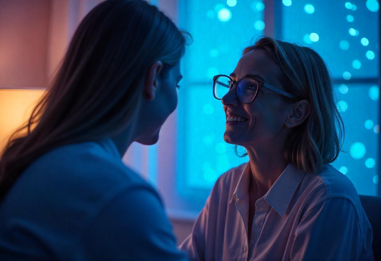 Parent attending a virtual therapy session for mental health support